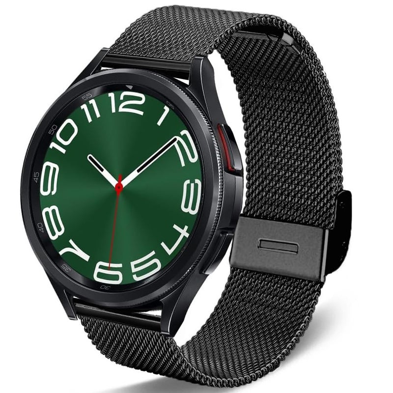 DEALELE Bands Compatible with Samsung Galaxy Watch 7 / FE / 6/6 Classic / 5/5 Pro / 4/4 Classic / 3 41mm, 20mm Stainless Steel Metal Mesh Replacement Strap for Huawei Watch GT3 42mm (Black) - Image 1